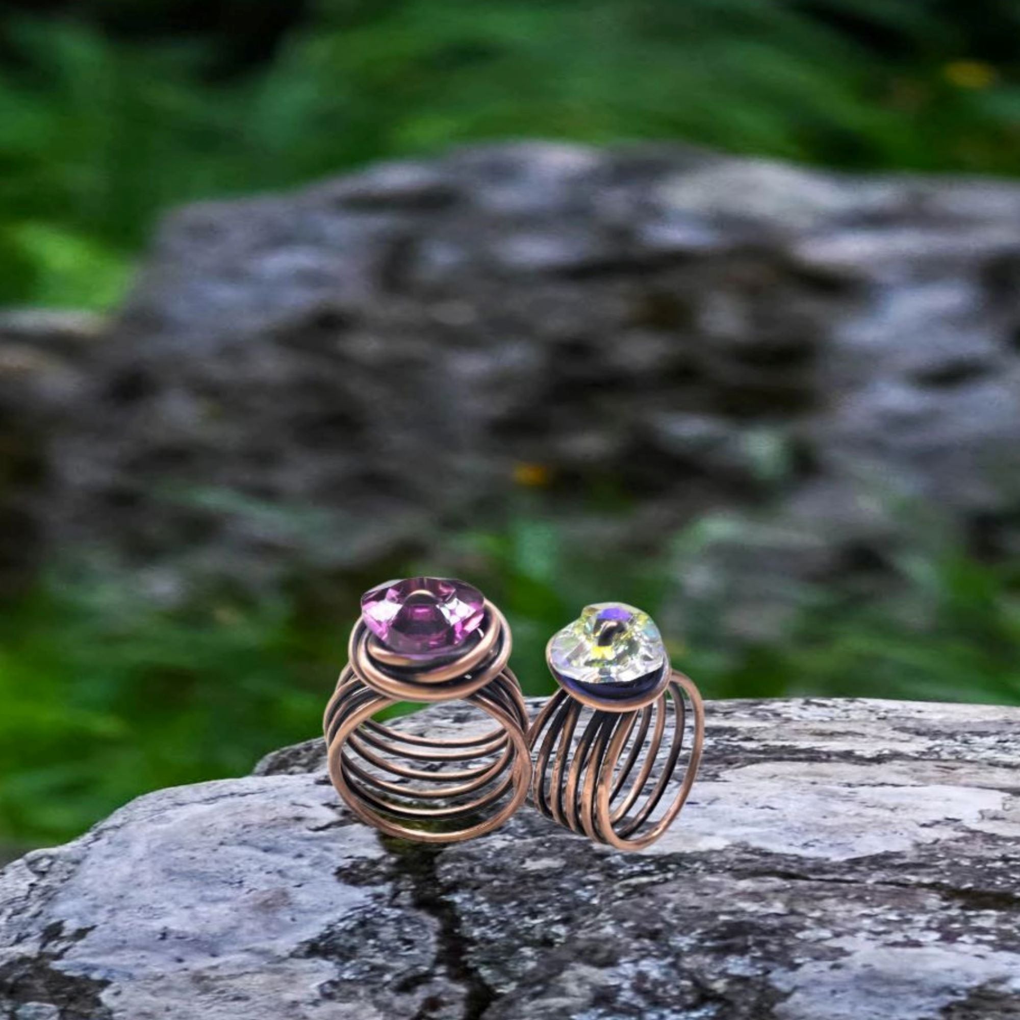 Multi Band Crystal Glam Rings