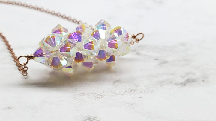 AMD1601 14K Rose Gold Swarovski Crystal Barrel Necklace Handmade- Super Sparkly - Necklace - Alexa Martha Designs   8926715871536