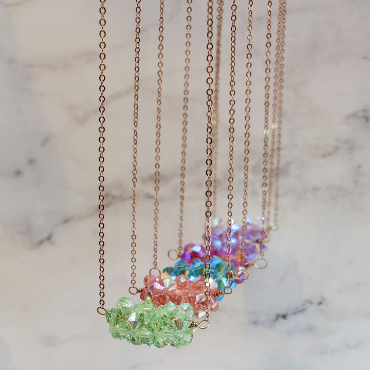 14K Rose Gold Filled Super Sparkly Pastel Crystal Barrel Necklaces - Necklaces - Alexa Martha Designs   