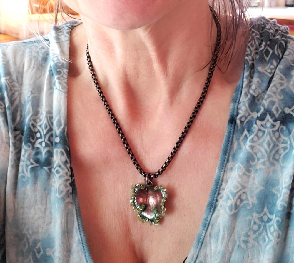 AMD1259 Copper Sculpted Shamrock Necklace - Only One - Necklace - Alexa Martha Designs   8993089225008