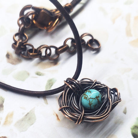 AMD1263-AMD1263-2-AMD1263-3-AMD1263-4-AMD1263-5 Copper Robin Nest Necklace with Up To 5 Beads - Necklace - Alexa Martha Designs   9031888896304