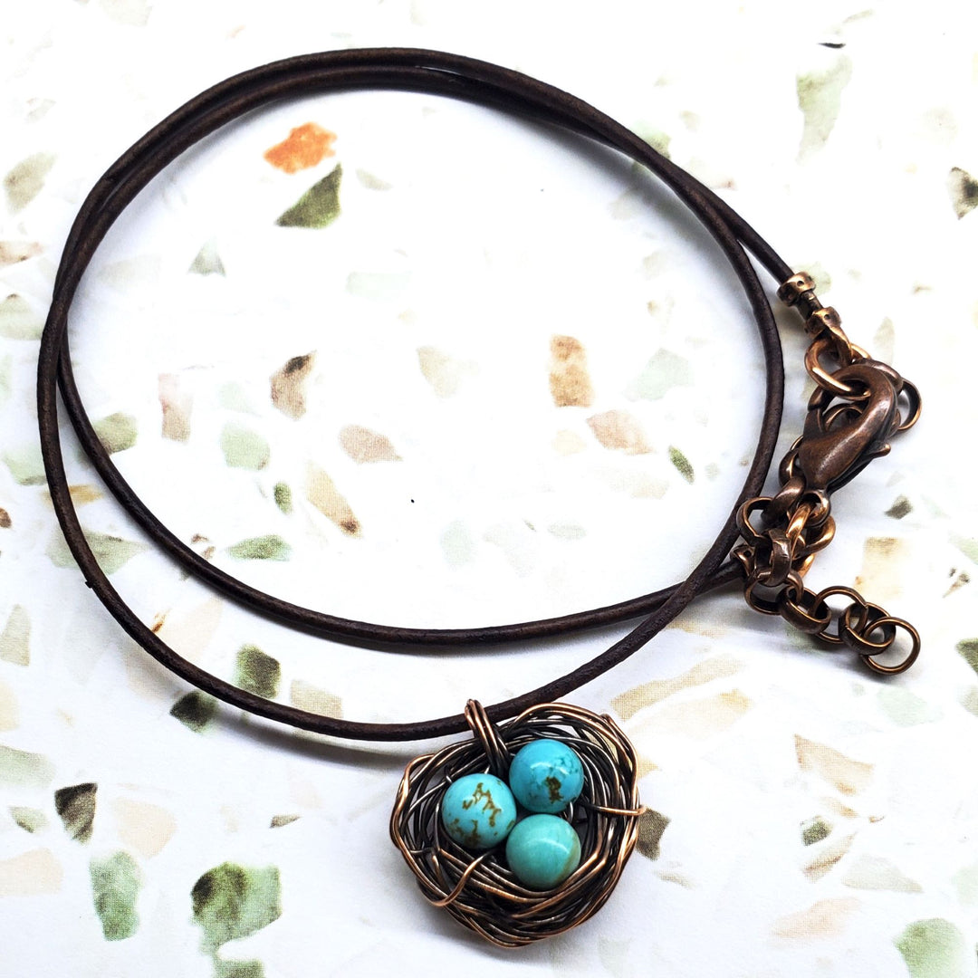 AMD1263-AMD1263-2-AMD1263-3-AMD1263-4-AMD1263-5 Copper Robin Nest Necklace with Up To 5 Beads - Necklace - Alexa Martha Designs   9031888896304