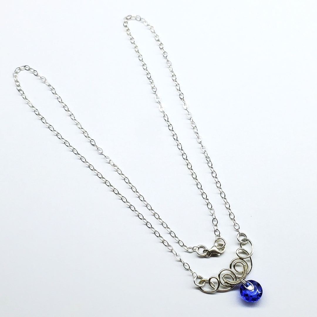 AMD1044-AMD1044-2-AMD1044-3-AMD1044-4-AMD1044-5 Silver Wire Sculpted Round Aqua Crystal Pendant Necklace - Necklace - Alexa Martha Designs   582334480431