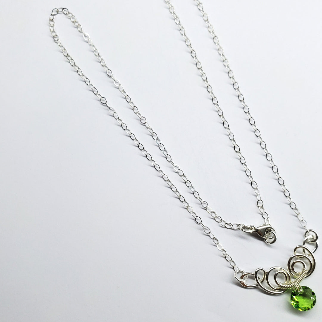 AMD1044-AMD1044-2-AMD1044-3-AMD1044-4-AMD1044-5 Silver Wire Sculpted Round Aqua Crystal Pendant Necklace - Necklace - Alexa Martha Designs   582334480431