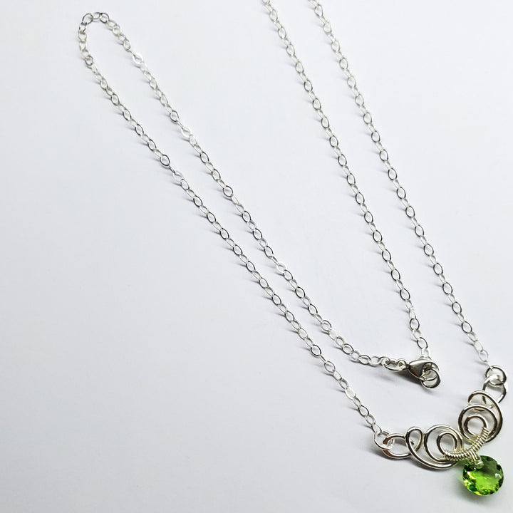 AMD1044-AMD1044-2-AMD1044-3-AMD1044-4-AMD1044-5 Silver Wire Sculpted Round Aqua Crystal Pendant Necklace - Necklace - Alexa Martha Designs   582334480431