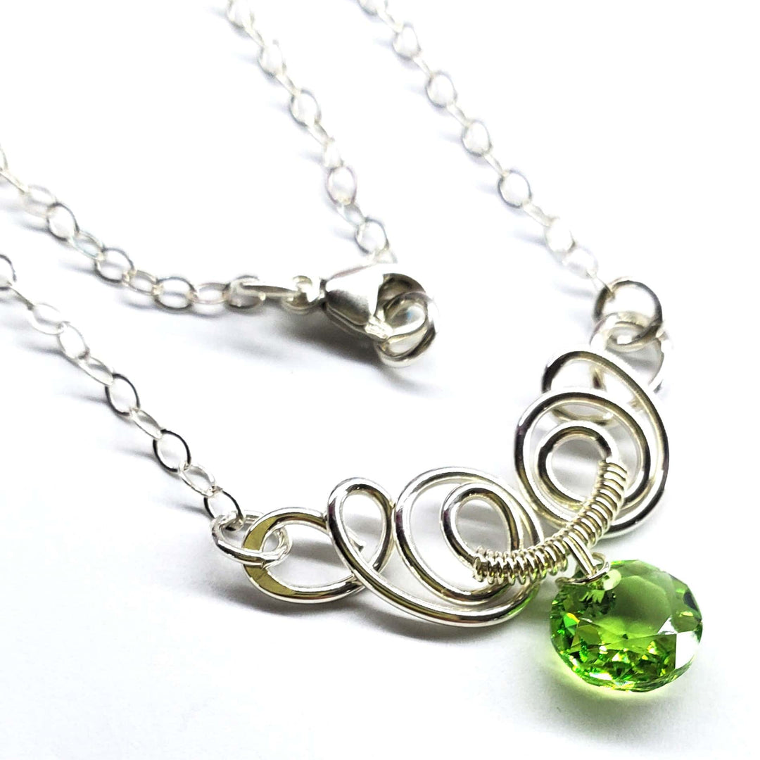 AMD1044-AMD1044-2-AMD1044-3-AMD1044-4-AMD1044-5 Silver Wire Sculpted Round Aqua Crystal Pendant Necklace - Necklace - Alexa Martha Designs   582334480431