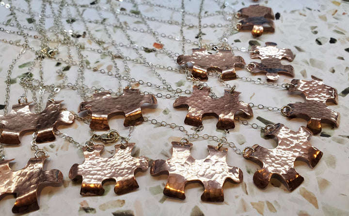 AMD1087-AMD1087-2 Handmade Hammered Copper Puzzle Piece Necklace - Necklace - Alexa Martha Designs   1174051946543