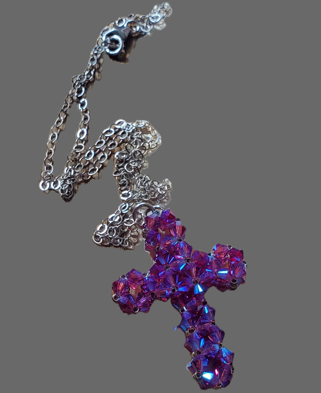 AMD1270 Hot Pink Swarovski Crystal Cross Necklace - Necklace - Alexa Martha Designs   9083383415088