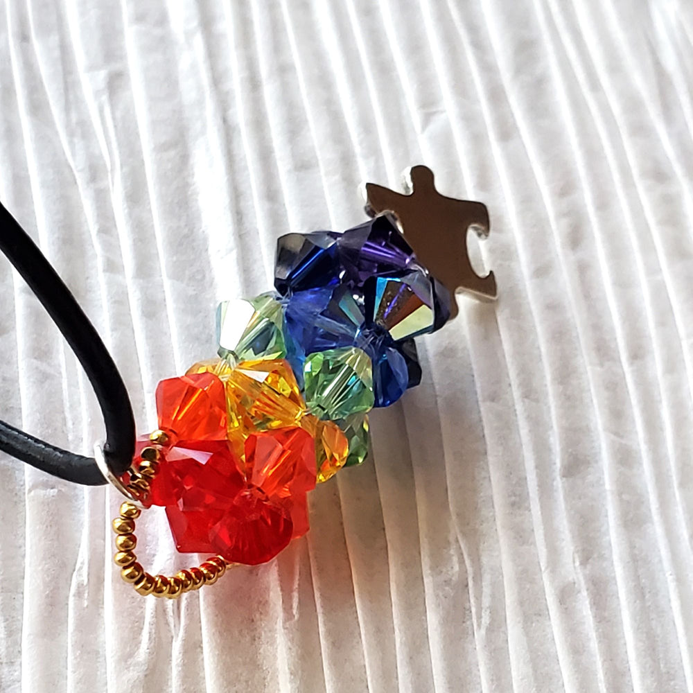 AMD1272-2-AMD1272 Pillar of Rainbow Crystals  Necklace for Autism Awareness - Necklace - Alexa Martha Designs   9198664188208