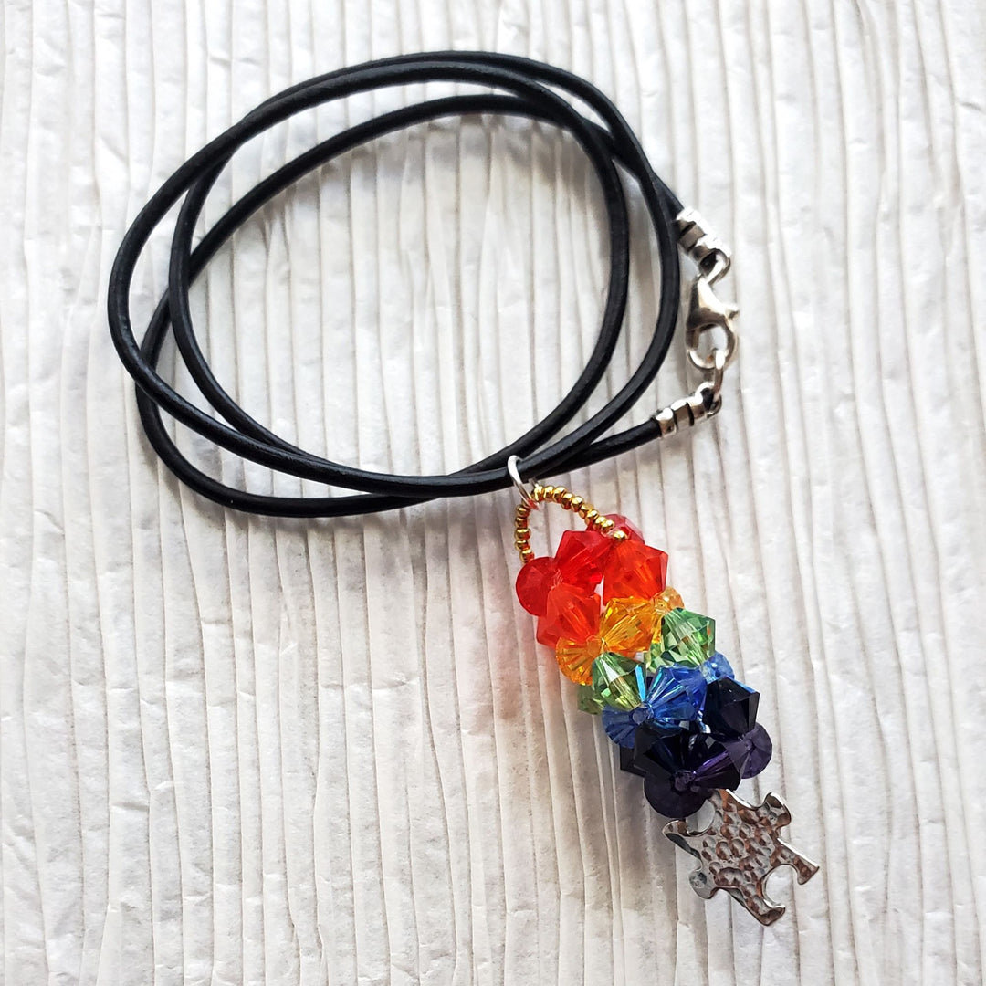 AMD1272-2-AMD1272 Pillar of Rainbow Crystals  Necklace for Autism Awareness - Necklace - Alexa Martha Designs   9198664188208