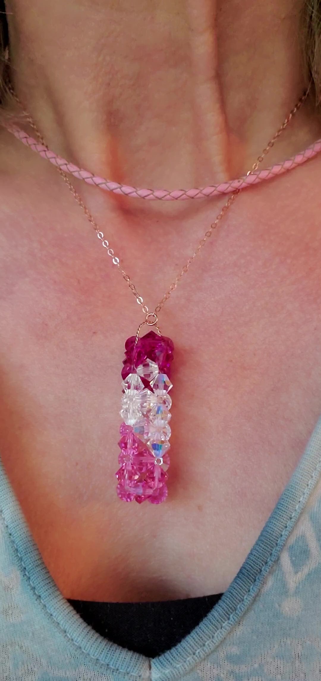 AMD1274 14 K Rose Gold Fill Super Sparkly Mom Crystal Pillar Pendant Necklace - Necklace - Alexa Martha Designs   9215803916592