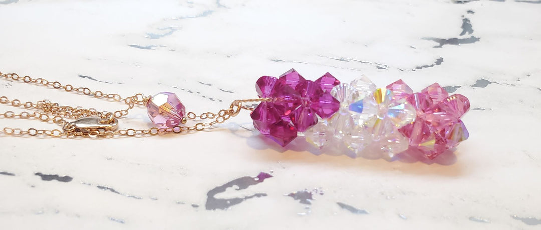 AMD1274 14 K Rose Gold Fill Super Sparkly Mom Crystal Pillar Pendant Necklace - Necklace - Alexa Martha Designs   9215803916592