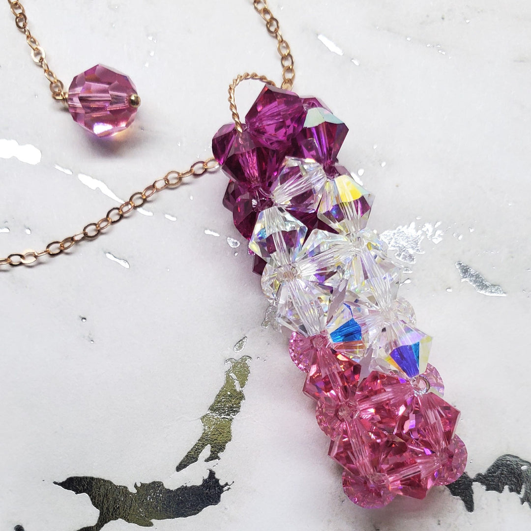 AMD1274 14 K Rose Gold Fill Super Sparkly Mom Crystal Pillar Pendant Necklace - Necklace - Alexa Martha Designs   9215803916592