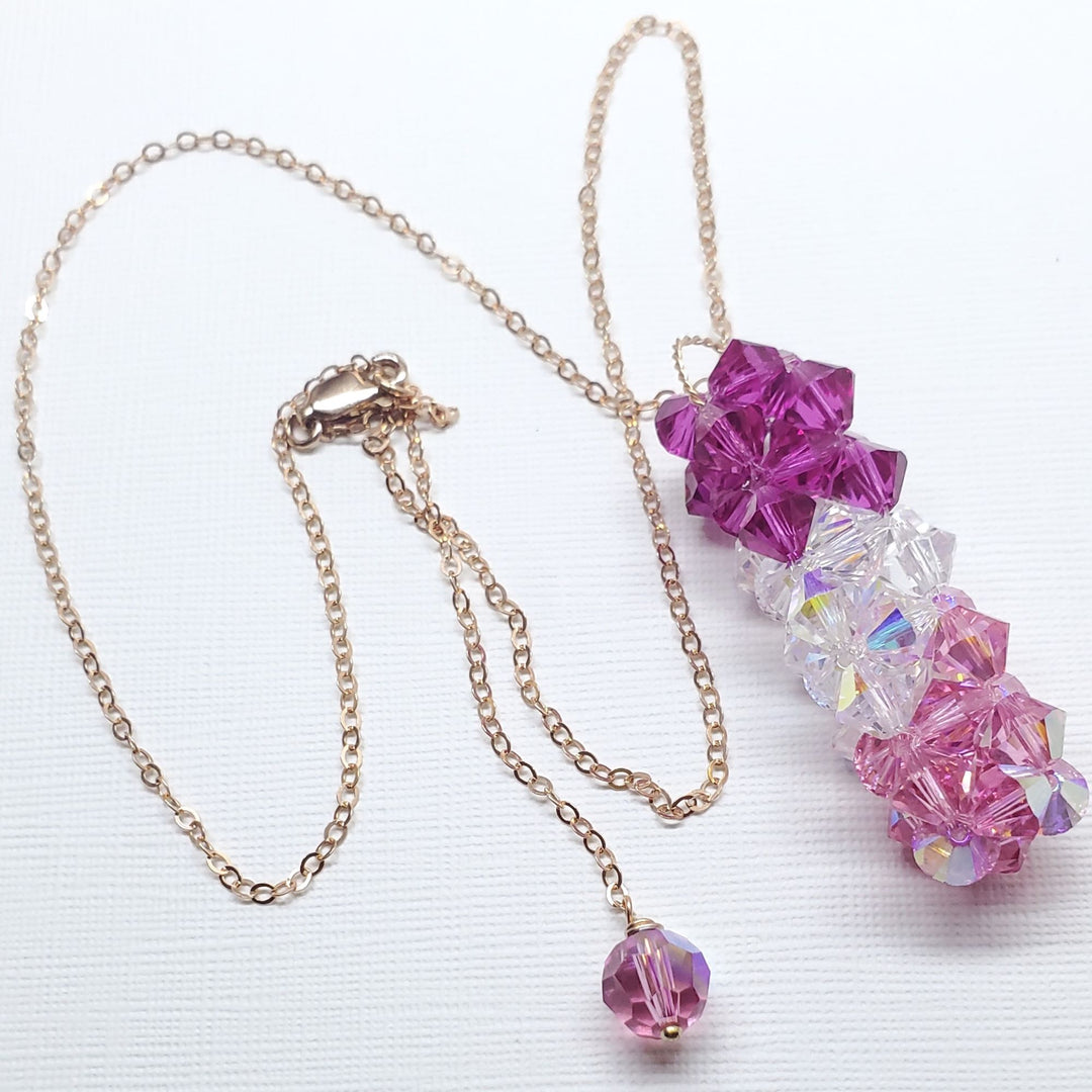 AMD1274 14 K Rose Gold Fill Super Sparkly Mom Crystal Pillar Pendant Necklace - Necklace - Alexa Martha Designs   9215803916592