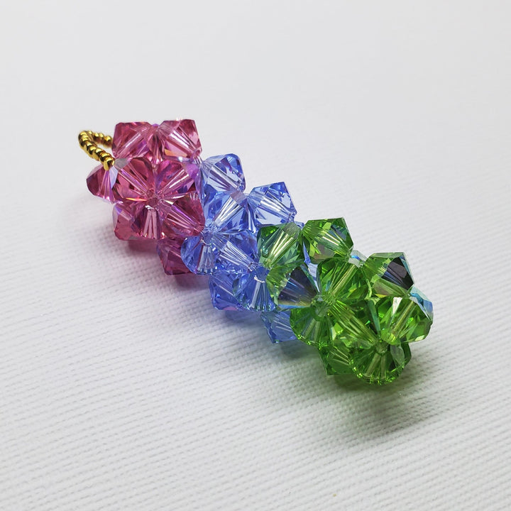 AMD1275-AMD1275-2-AMD1275-3-AMD1275-4 Super Sparkly Crystal Pillar Pendant in Green Blue And Rose with Optional Necklace - Necklace - Alexa Martha Designs   9251403202864