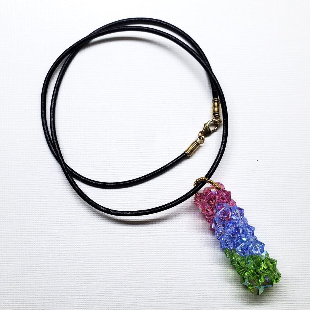 AMD1275-AMD1275-2-AMD1275-3-AMD1275-4 Super Sparkly Crystal Pillar Pendant in Green Blue And Rose with Optional Necklace - Necklace - Alexa Martha Designs   9251403202864