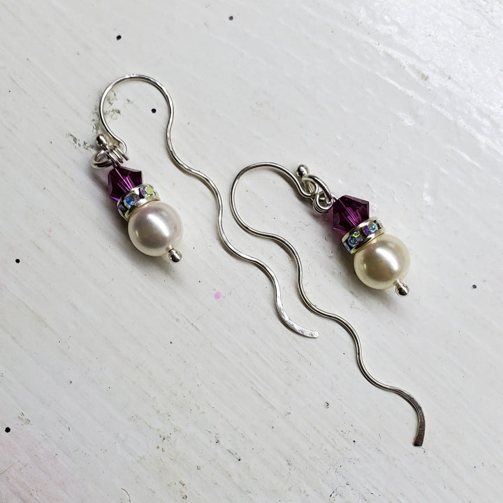 AMD1301-5-AMD1301-2-AMD1301-3-AMD1301-4-AMD1301 Ergonomic Crystal Pearl Wavy Ear Threaders - Earrings - Alexa Martha Designs   9641867051312