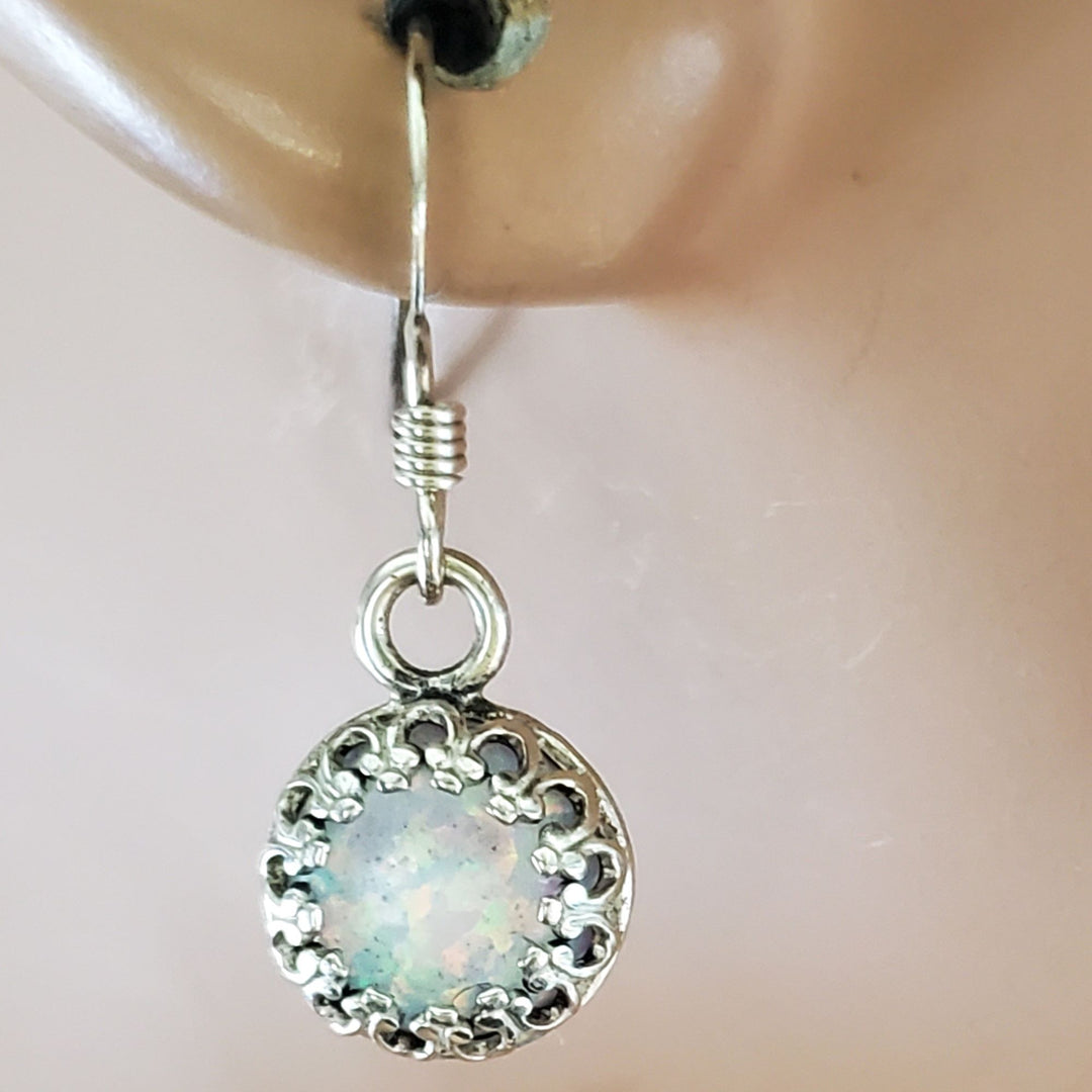 AMD1171-1-AMD1171-2-AMD1171-3 6mm Round 925 Silver Filigree Gemstone Dangle Earrings - Earrings - Alexa Martha Designs   9538390950192
