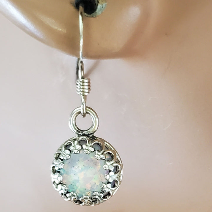 AMD1171-1-AMD1171-2-AMD1171-3 6mm Round 925 Silver Filigree Gemstone Dangle Earrings - Earrings - Alexa Martha Designs   9538390950192