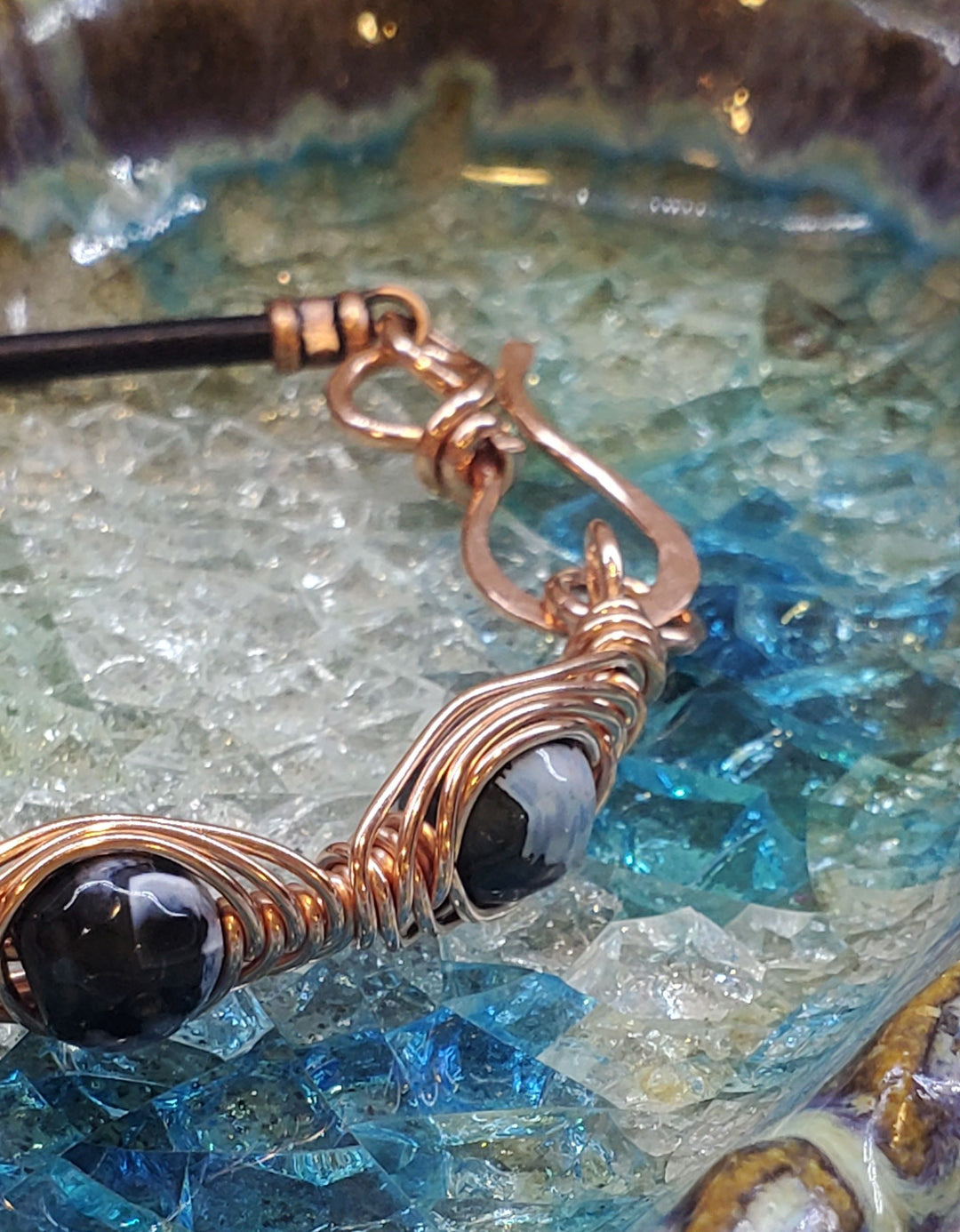 AMD1230-AMD1230-2 Herringbone Wire Wrap Child Abuse Prevention Half Cuff Ribbon Bracelet - Bracelet - Alexa Martha Designs   4696485855279