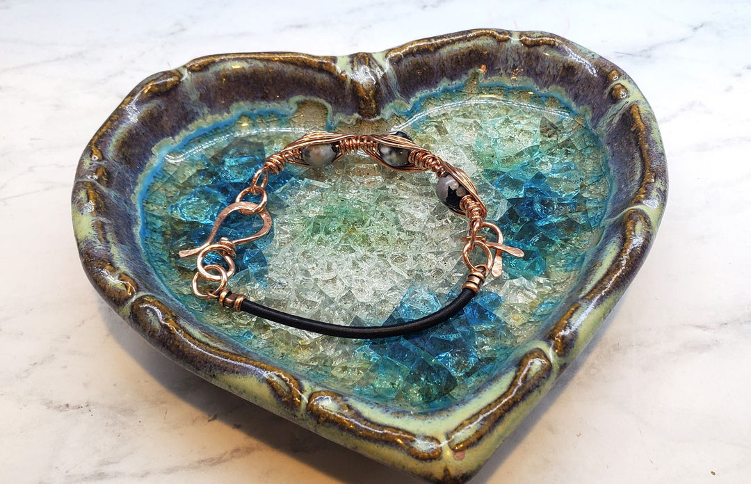 AMD1230-AMD1230-2 Herringbone Wire Wrap Child Abuse Prevention Half Cuff Ribbon Bracelet - Bracelet - Alexa Martha Designs   4696485855279
