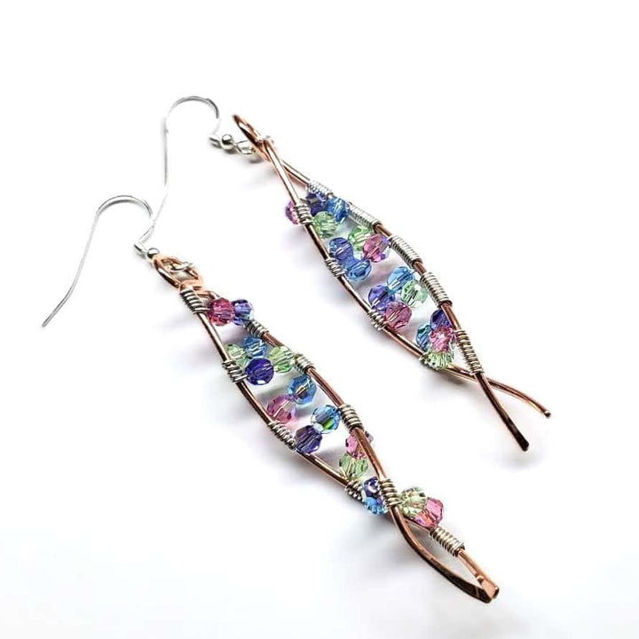 AMD1287 DNA Strand Double Helix Long Crystal Earrings - Earrings - Alexa Martha Designs   9479501119792
