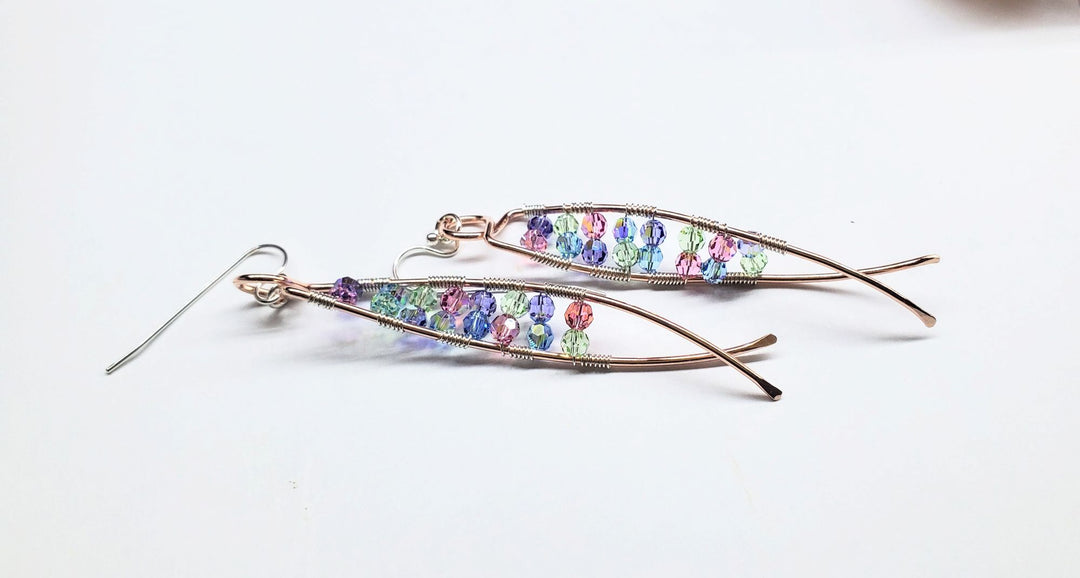 AMD1287 DNA Strand Double Helix Long Crystal Earrings - Earrings - Alexa Martha Designs   9479501119792