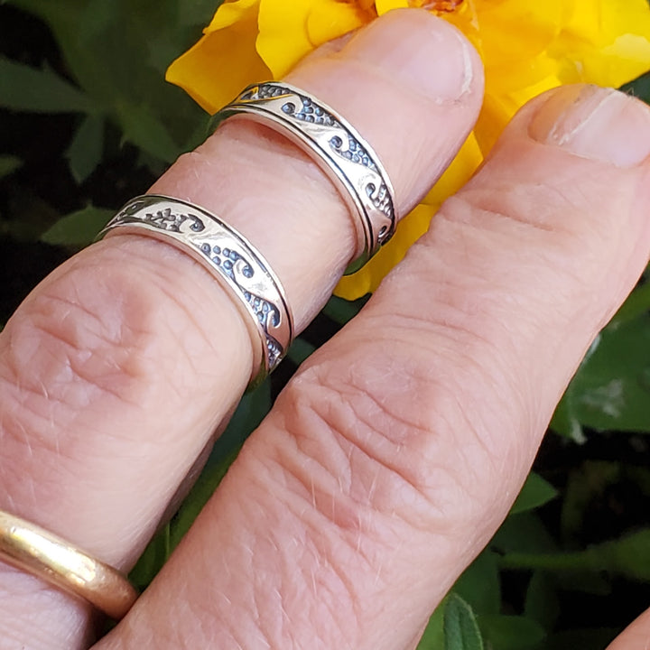 AMD1311-A-AMD1311-C-AMD1311-B Assorted Sterling Silver Pinky-Toe Band Rings and Sculpted Ocean Wave Rings - Ring - Alexa Martha Designs   9869990953264