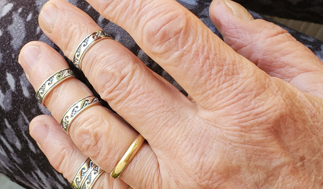 AMD1311-A-AMD1311-C-AMD1311-B Assorted Sterling Silver Pinky-Toe Band Rings and Sculpted Ocean Wave Rings - Ring - Alexa Martha Designs   9869990953264