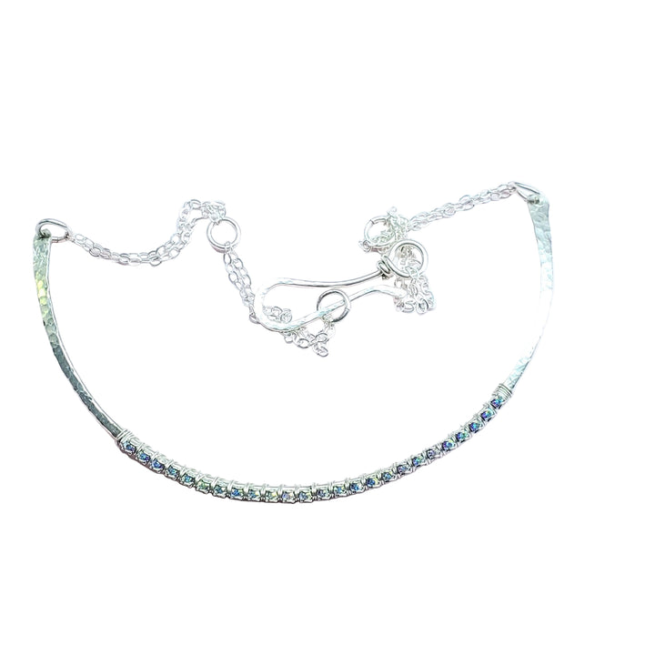 AMD1312 Heavy Gauge 925 Silver Wire Wrapped Swarovski Crystal Choker Necklace - Necklace - Alexa Martha Designs   9871583150384