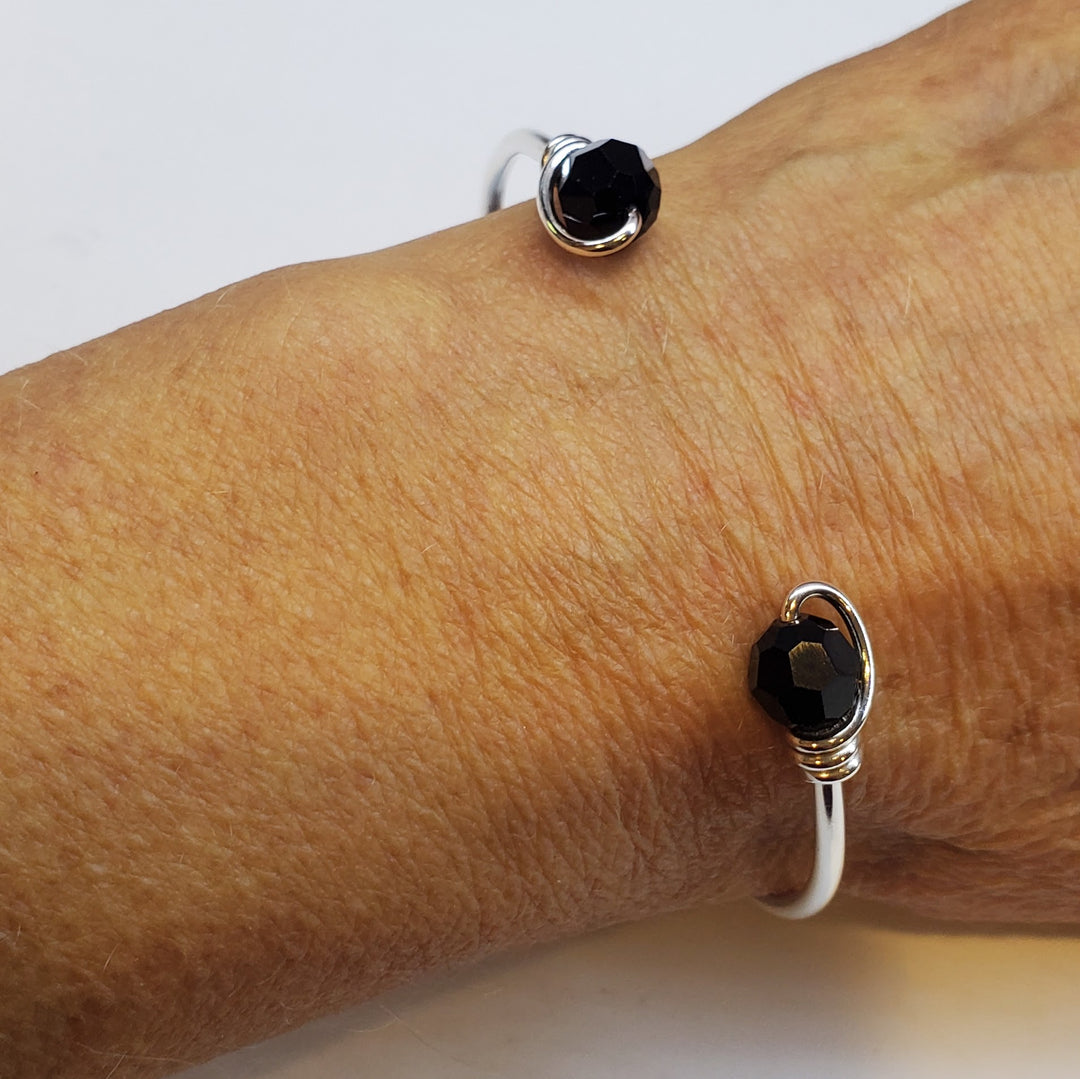 --AMD1331-AMD1331-2-AMD1331-3 Handmade Silver Wire Wrapped Bead Ball End Cuff Bangles - Bracelet - Alexa Martha Designs   9742356087088