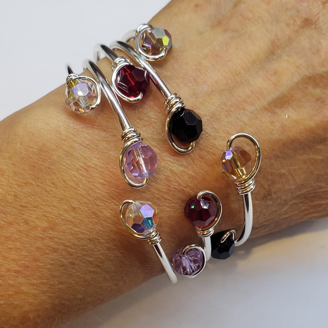 --AMD1331-AMD1331-2-AMD1331-3 Handmade Silver Wire Wrapped Bead Ball End Cuff Bangles - Bracelet - Alexa Martha Designs   9742356087088