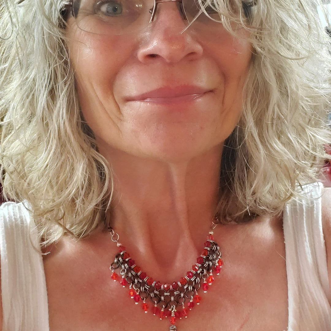 AMD1290 Mixed Metal Chainmaille Princess Warrior Choker Necklace - Necklace - Alexa Martha Designs   9405875159344