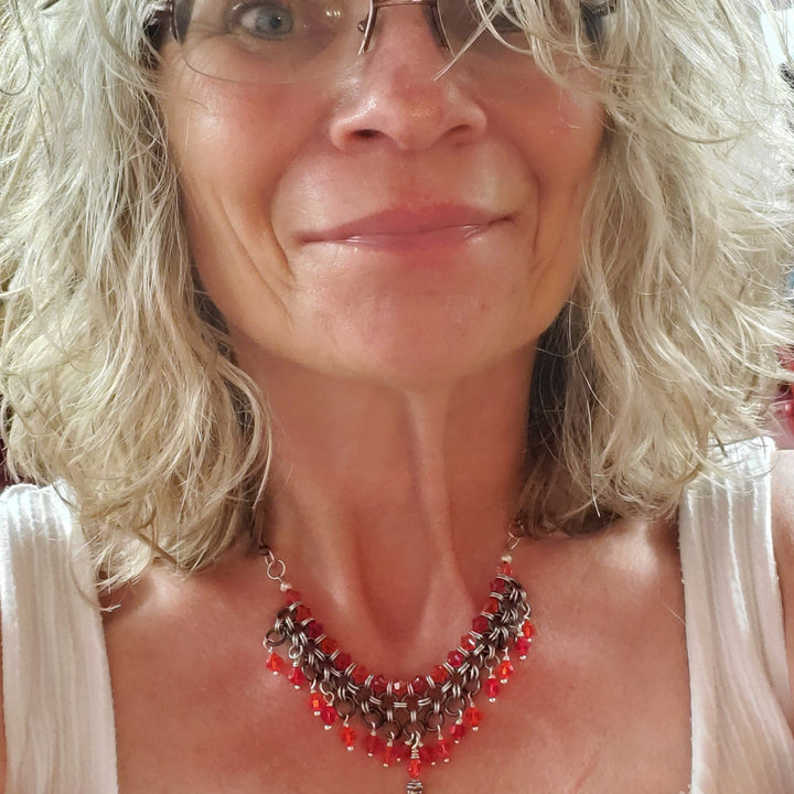 AMD1290 Mixed Metal Chainmaille Princess Warrior Choker Necklace - Necklace - Alexa Martha Designs   9405875159344