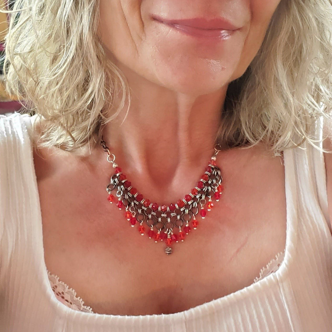 AMD1290 Mixed Metal Chainmaille Princess Warrior Choker Necklace - Necklace - Alexa Martha Designs   9405875159344