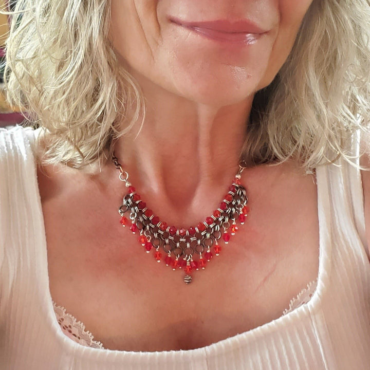 AMD1290 Mixed Metal Chainmaille Princess Warrior Choker Necklace - Necklace - Alexa Martha Designs   9405875159344
