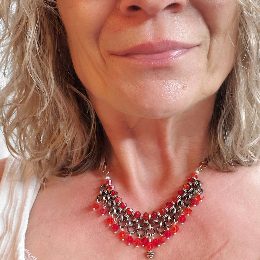AMD1290 Mixed Metal Chainmaille Princess Warrior Choker Necklace - Necklace - Alexa Martha Designs   9405875159344