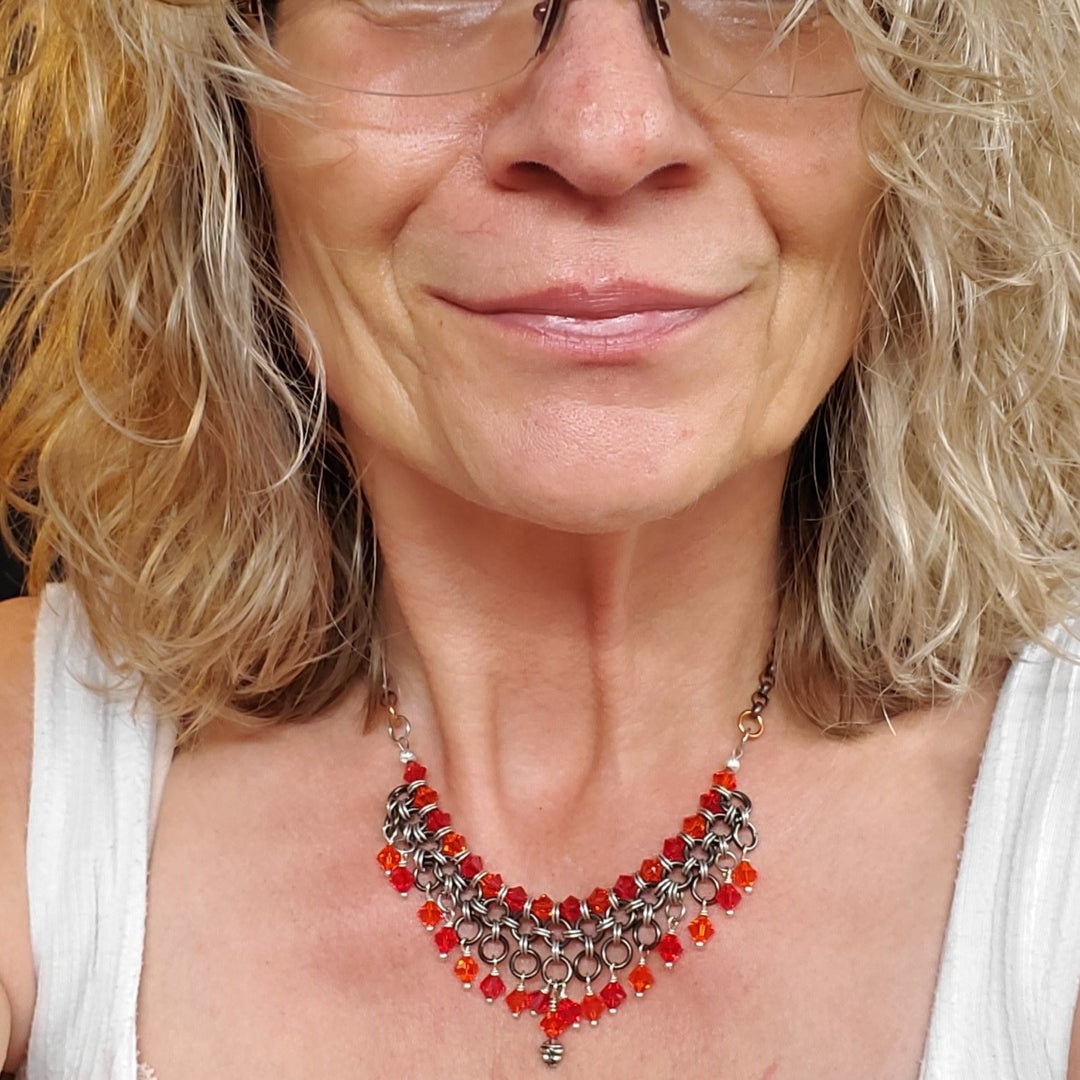 AMD1290 Mixed Metal Chainmaille Princess Warrior Choker Necklace - Necklace - Alexa Martha Designs   9405875159344