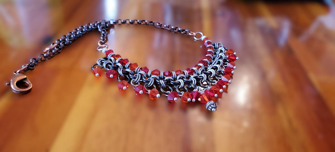 AMD1290 Mixed Metal Chainmaille Princess Warrior Choker Necklace - Necklace - Alexa Martha Designs   9405875159344