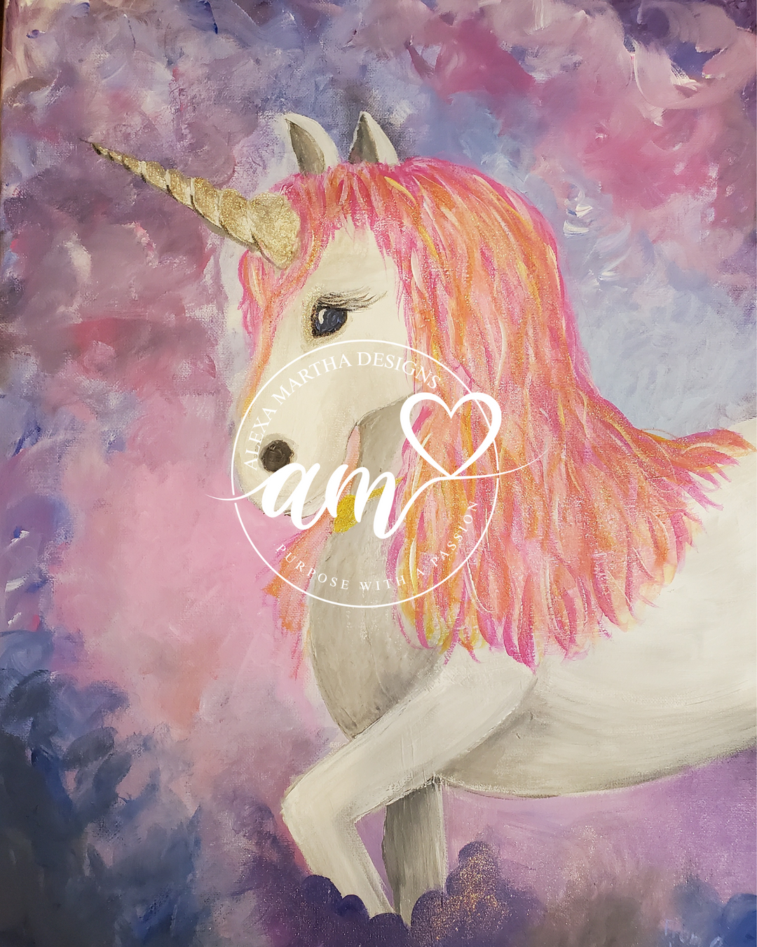 AMDP005 Unafraid Mature Unicorn in the Mist - Acrylic Painting - Alexa Martha Designs 8979535462704