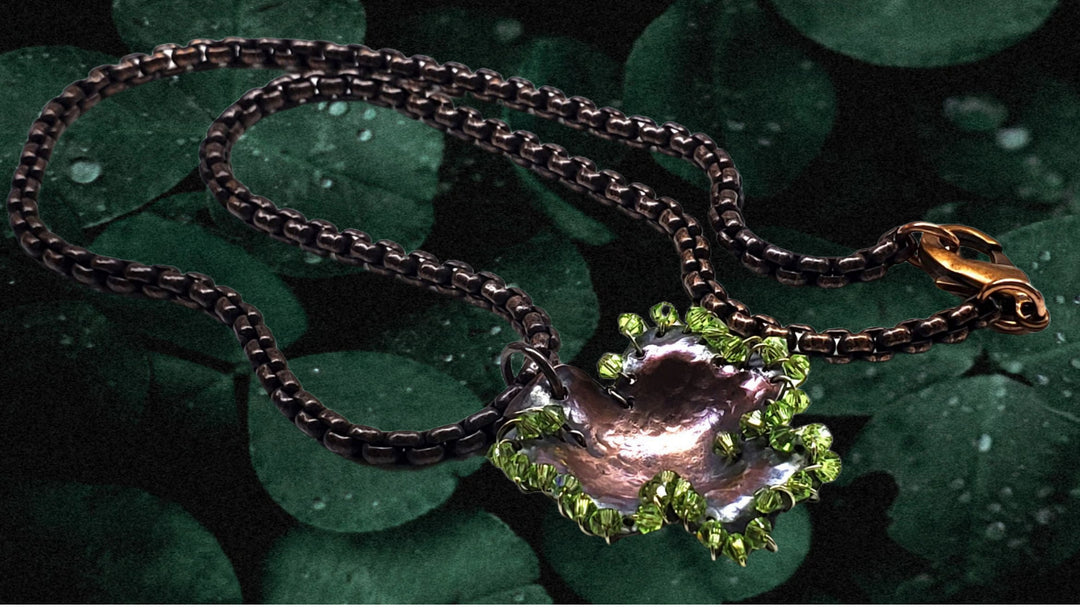 AMD1259 Copper Sculpted Shamrock Necklace - Only One - Necklace - Alexa Martha Designs   8993089225008