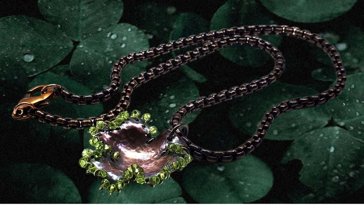 AMD1259 Copper Sculpted Shamrock Necklace - Only One - Necklace - Alexa Martha Designs   8993089225008