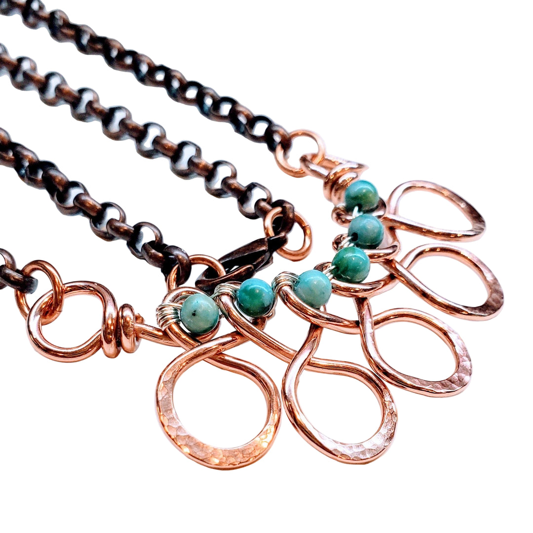 AMD1150 As Seen on Ashley Liao Copper Turquoise Wire Wrapped Necklace - Necklace - Alexa Martha Designs   1158260228