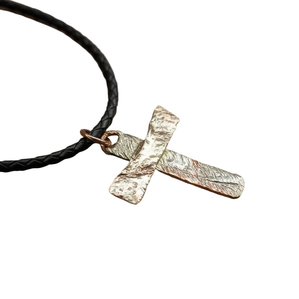 アクセサリー 191RRL Hammered Sterling Silver L 925 Silver Copper Hammer Forged Masculine Cross Necklace – Alexa