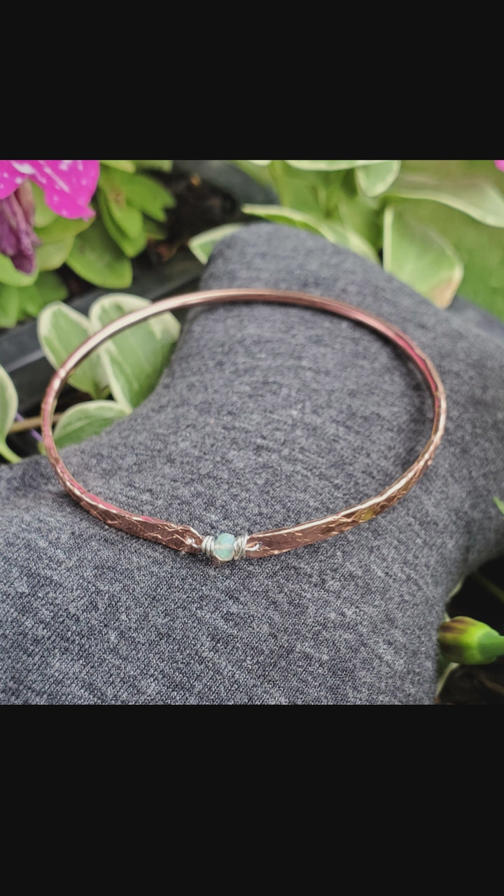 Bestselling Copper Brides Mag Bangle wire wrapped with AAA+ Ethiopian Opal