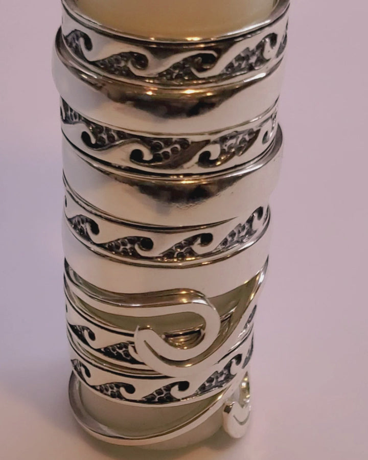 Assorted Sterling Silver Pinky-Toe Band Rings and Sculpted Ocean Wave Rings