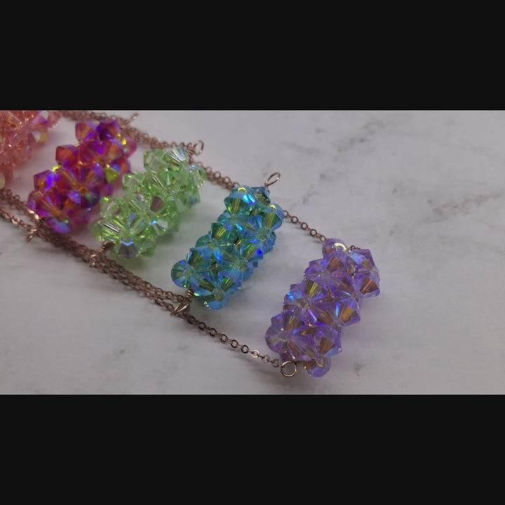 14K Rose Gold Filled Super Sparkly Pastel Crystal Barrel Necklaces