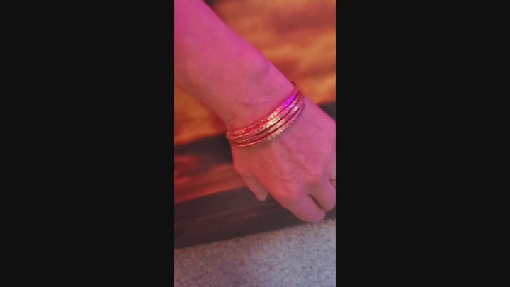 2 Piece Handmade Interlocking Full Overlap Copper Bangle Set