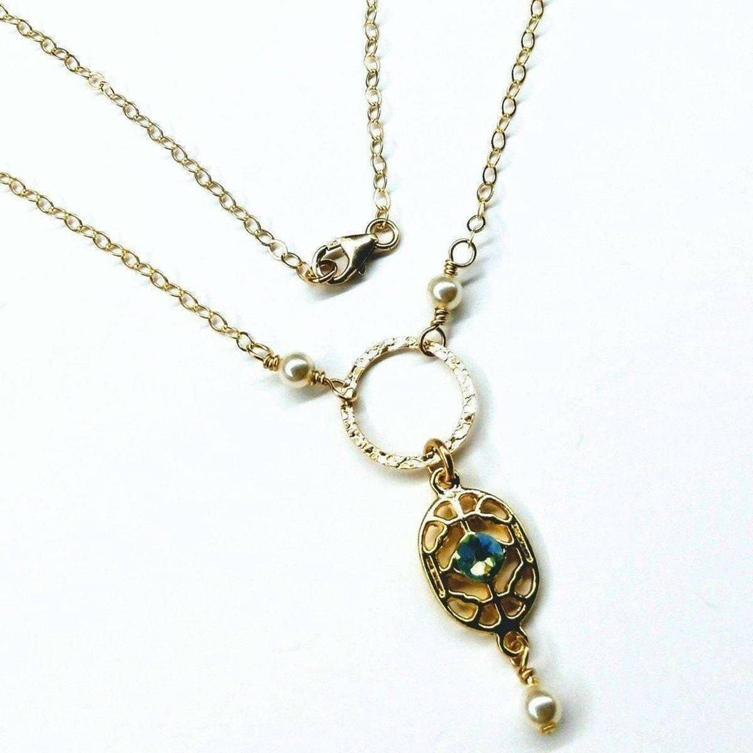 AMD1138 14 K Gold-Filled Hammered Open Circle Filigree Necklace - Necklace - Alexa Martha Designs   11943390404