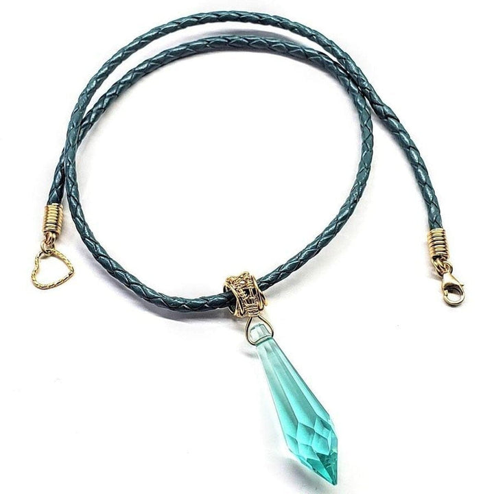AMD1038-AMD1038-2-AMD1038-3 14 K Gold Filled Wire Wrapped Aqua Crystal Teardrop Leather Choker Necklace - Necklace - Alexa Martha Designs   4662455107631